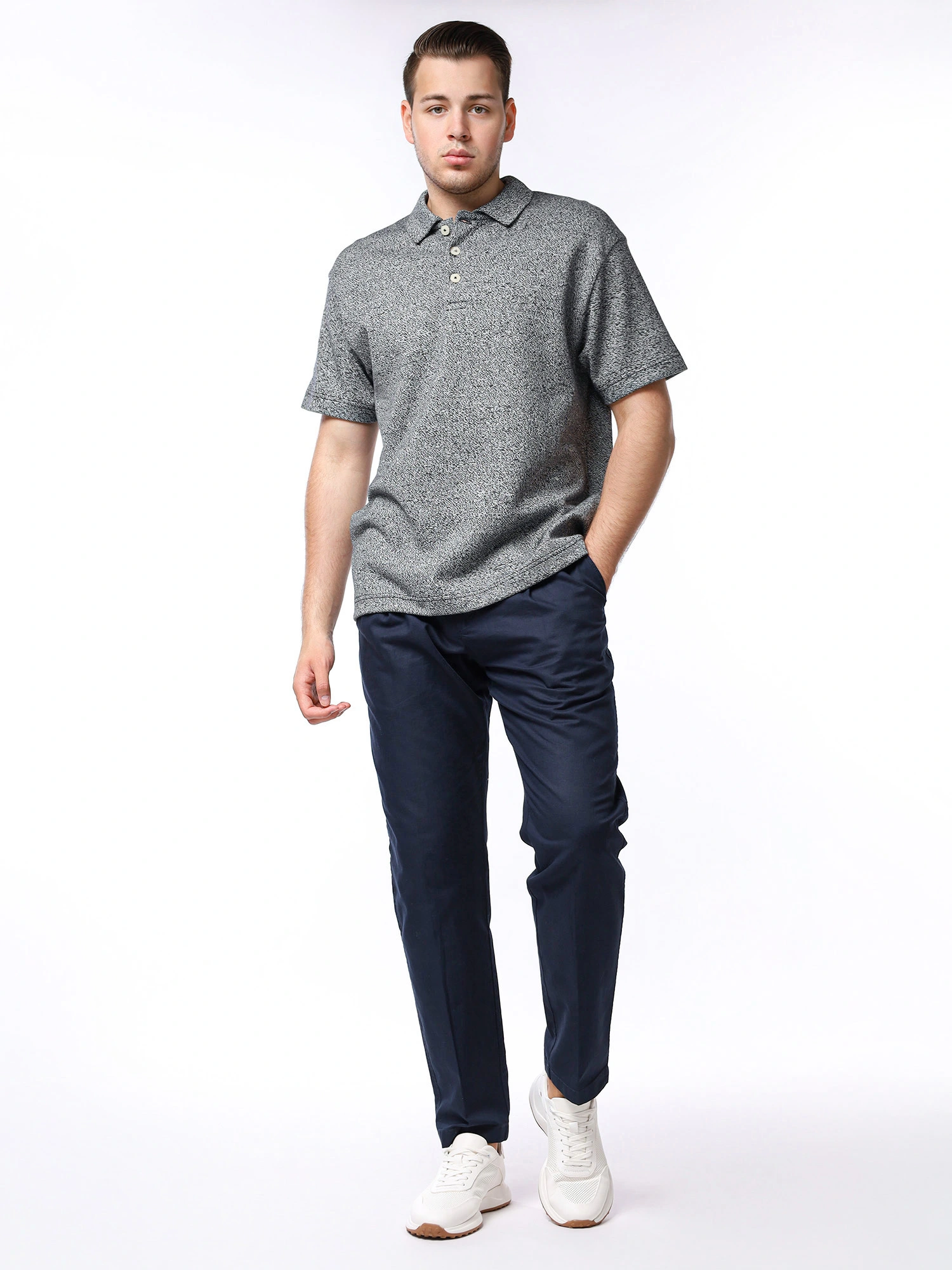 Джемпер поло прямого кроя из натурального хлопка